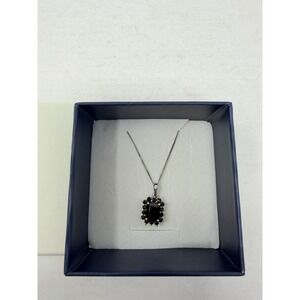 Shop LC Thai‎ Black Spinel Octagon Pendant with Chain in Sterling Silver 5098
